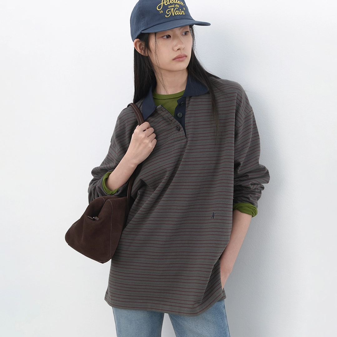아뜰리에 나인 (T-7282)PINSTRIPE COLLAR TEE 상품 이미지 1