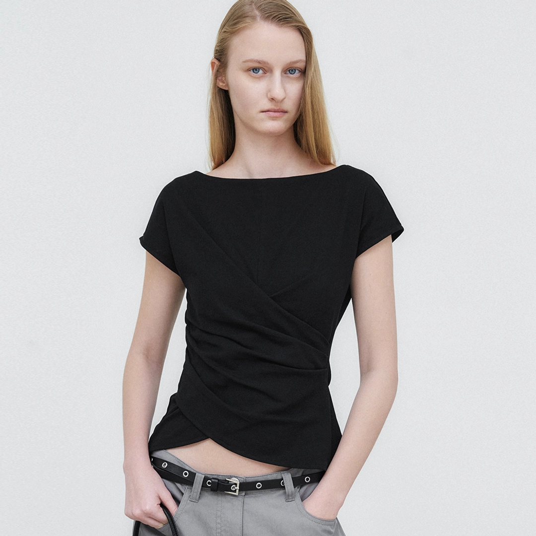 아뜰리에 나인 (Z-T-7048)LOWER WAIST TUCK JERSEY TOP 상품 이미지 1