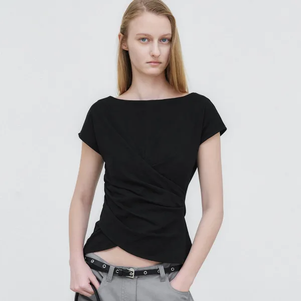 (Z-T-7048)LOWER WAIST TUCK JERSEY TOP