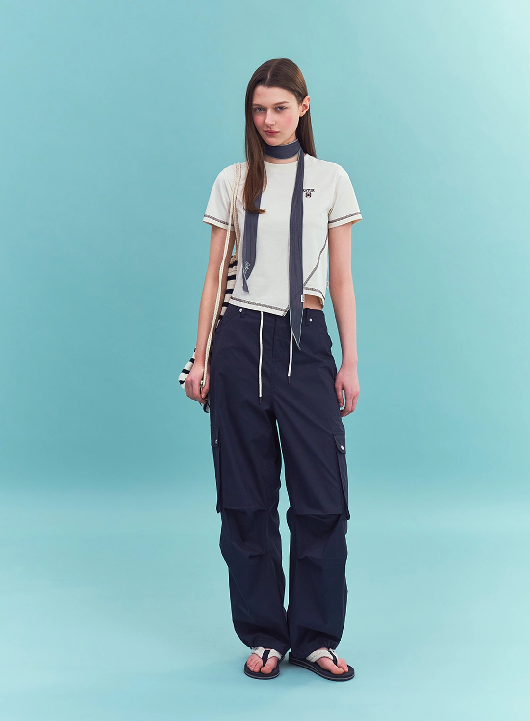 세터 [신예은 Pick] (W) Pocket Parachute Pants - Navy 상품 이미지 3