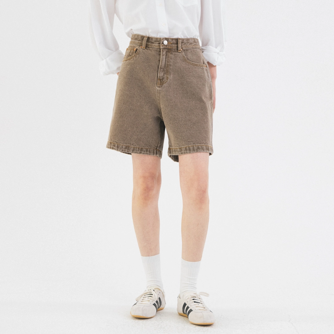 시야쥬 SIJN6095 스트레이트 컬러 데님 쇼츠_Vintage brown 상품 이미지 2