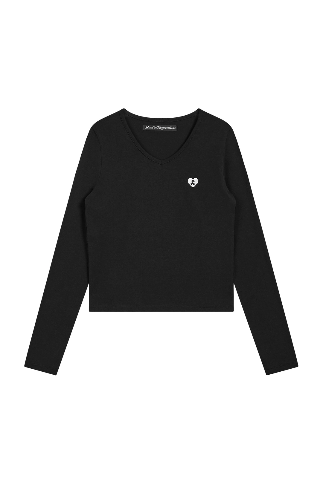 레스트앤레크레이션 V-NECK HEART LOGO LONG SLEEVE - BLACK 상품 이미지 1