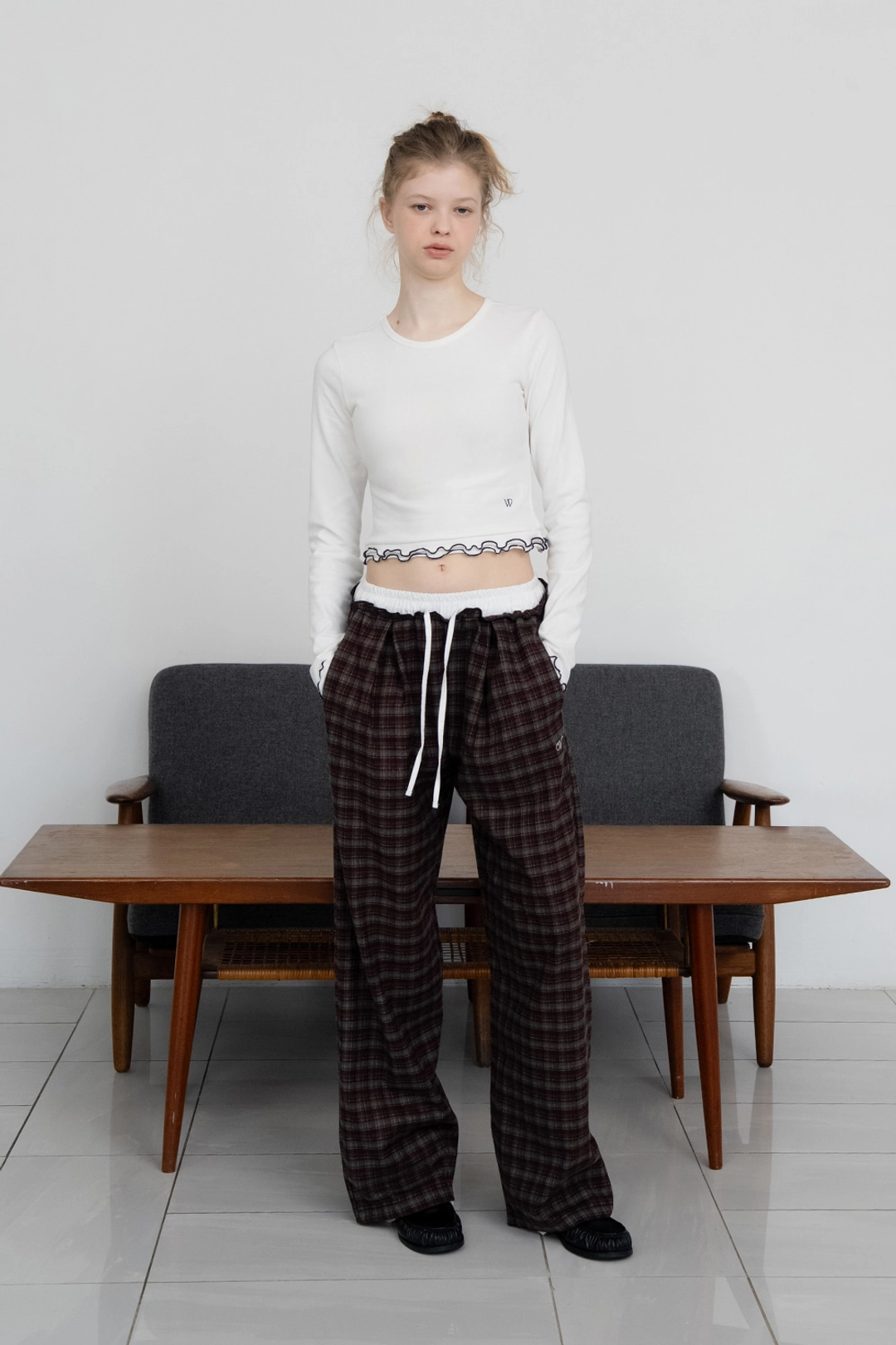 위드아웃썸머 Wine check pants 상품 이미지 2