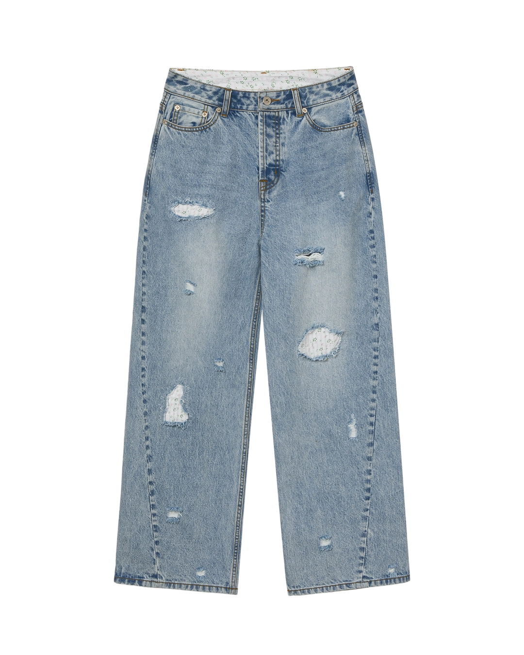 에이이에이이 FLOWER PATCHWORK DENIM PANTS [LIGHT BLUE] 상품 이미지 1