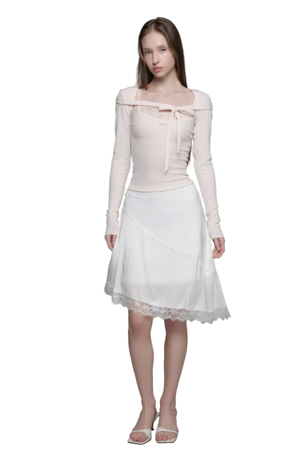 Cotton touch ribbon bolero, Pink