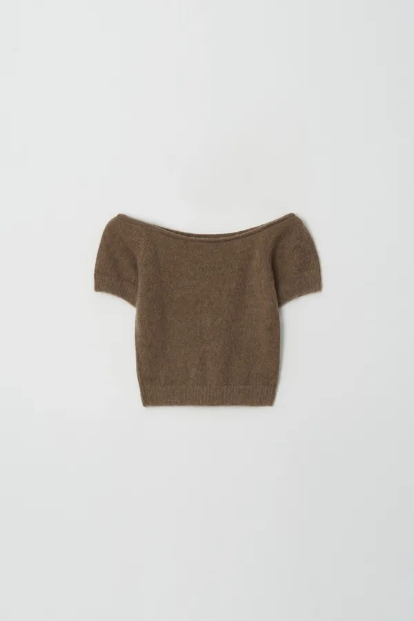 Mohair Off-Shoulder Knit (brown) - 아뜰리에에디션