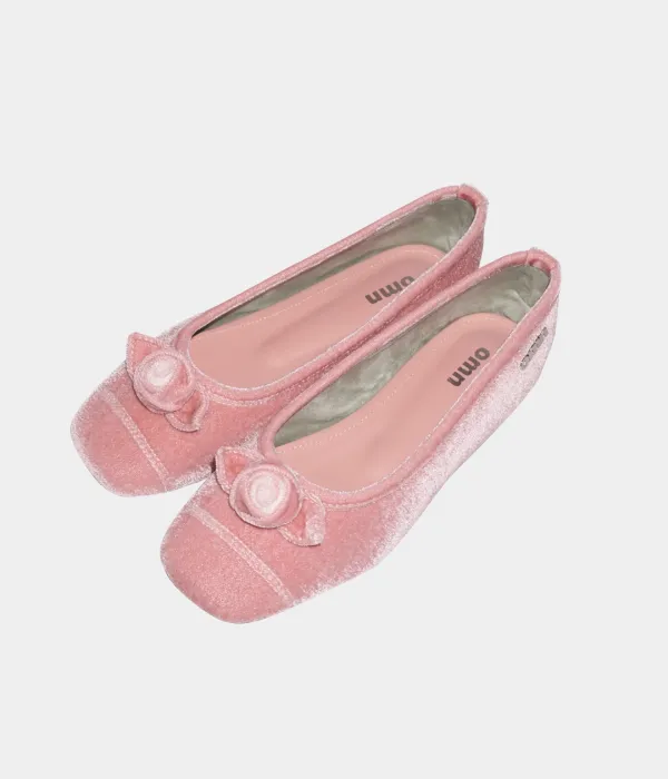 omn Rose Velvet Flat Shoes _Pink