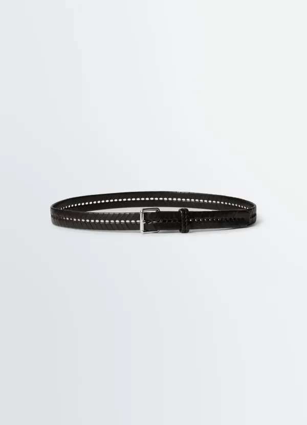 BRAIDED BELT 30 MM IN LEATHER