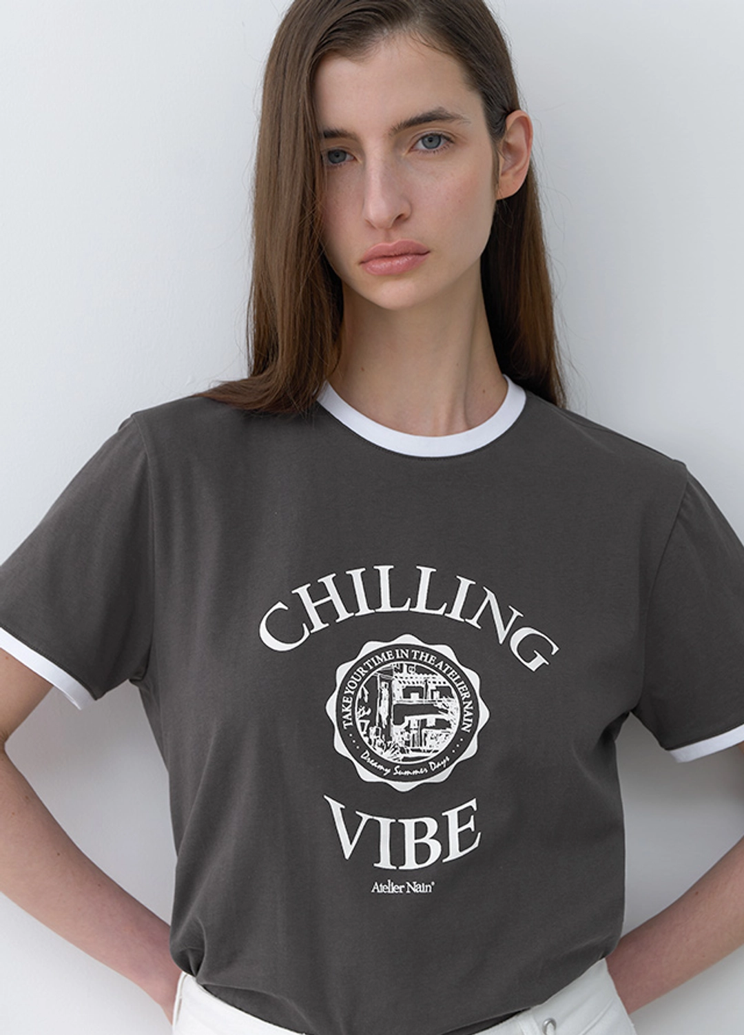 아뜰리에 나인 (T-7042)TWO-TONE VIBE TEE 상품 이미지 3