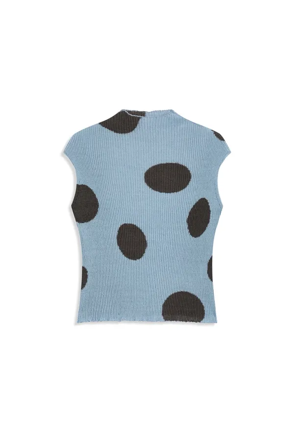 RIBBED DOT TOP, GRAYISH BLUE