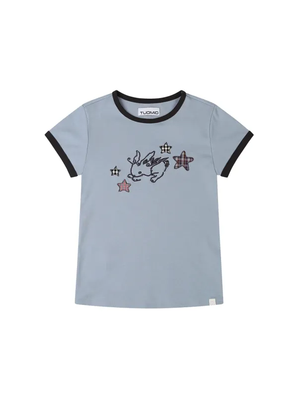 STAR BUNNY RINGER T-SHIRT [BABY BLUE]