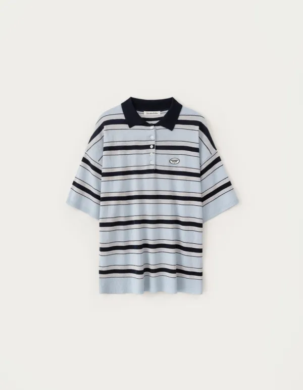 Pepe Wappen Stripe Knit - Light Blue