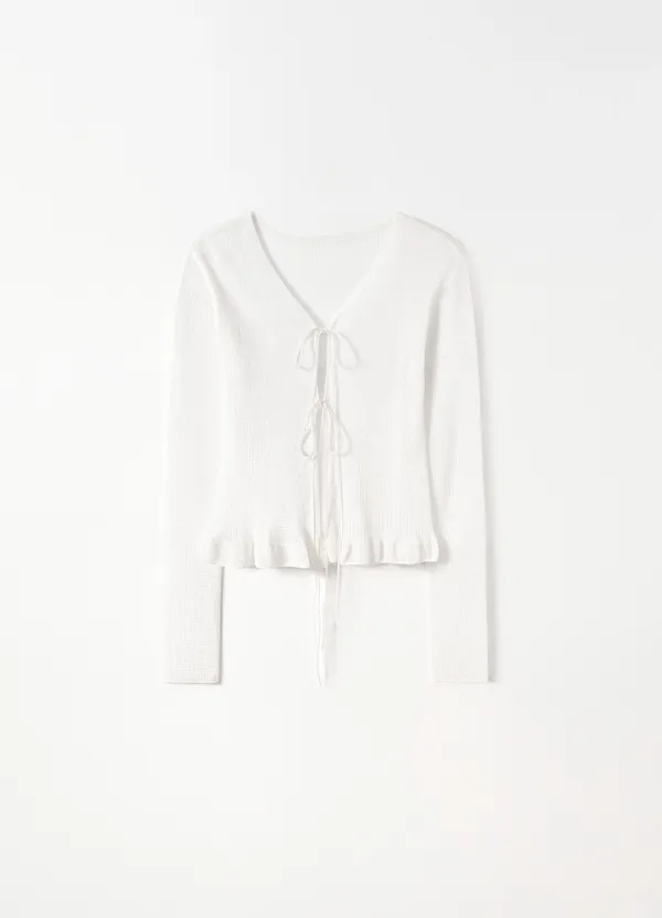 Essential Frill Cardigan(White)