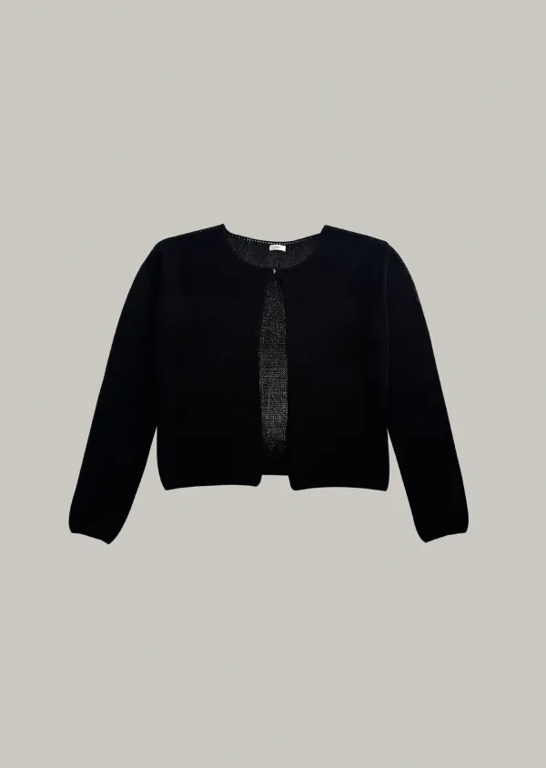 buckle linen cardigan (black)