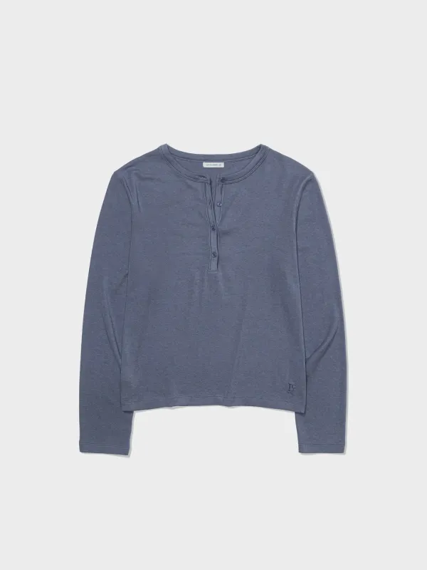 Henry Neck Wool Jersey Warm T-Shirt_Blue