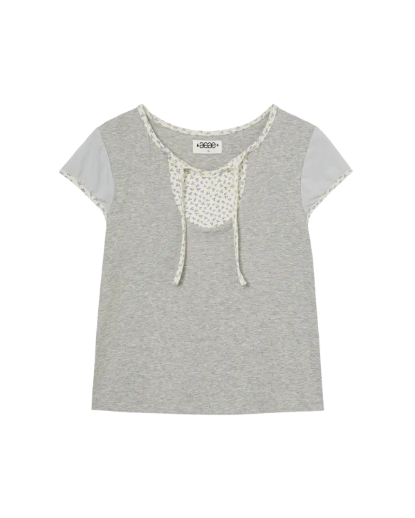 FLOWER BLOCK TEE [MELANGE GREY]