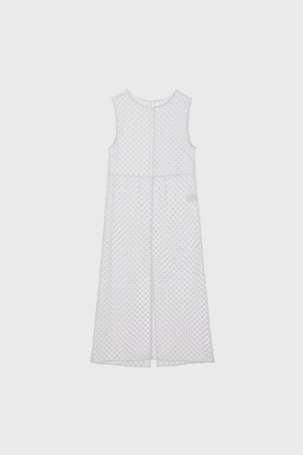 Floral texture sleeveless dress (white)