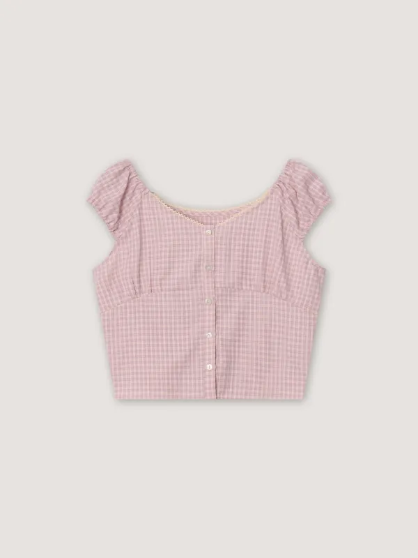 [8th] Betty Check Blouse - Pink