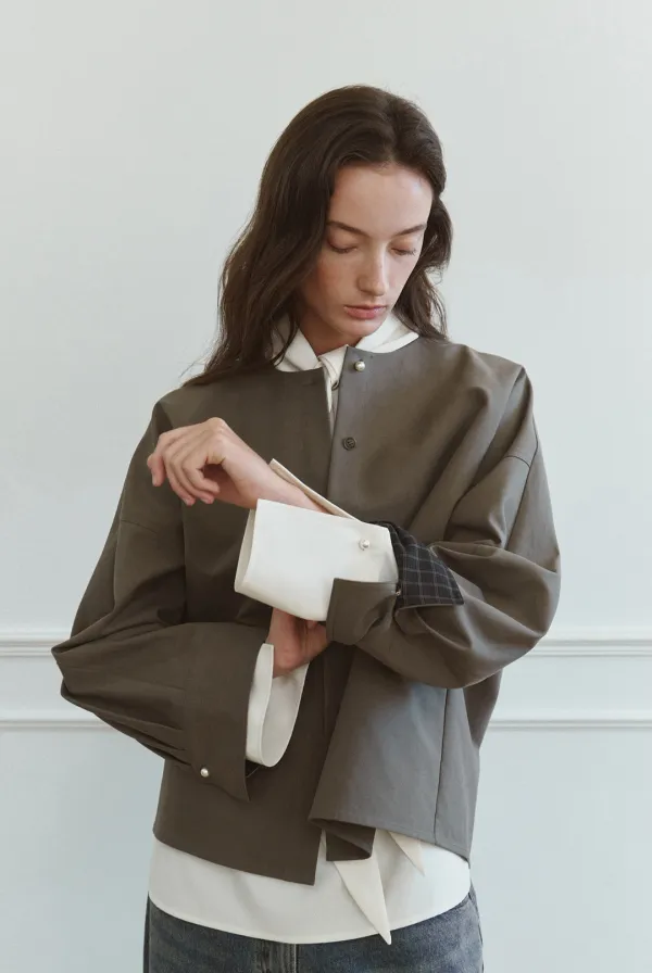 Amelia Modern Trench Jacket (Khaki Gray)
