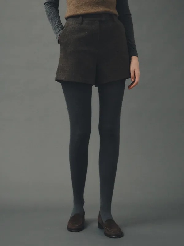 Classic Wool Shorts_Check brown