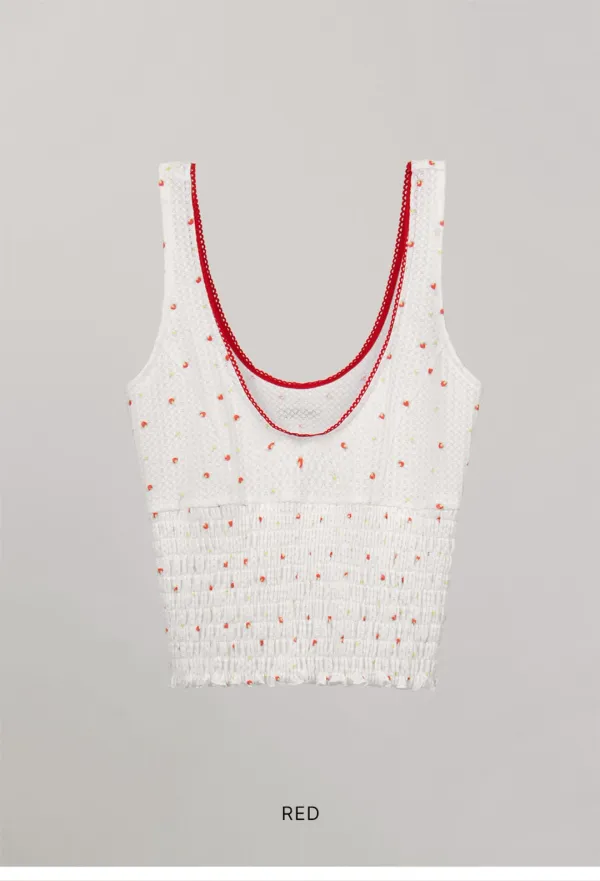 FLOWER U NECK SMOKING TOP_RED