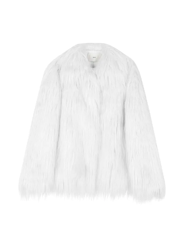 HAIRY FAUX FUR JACKET (WHITE)