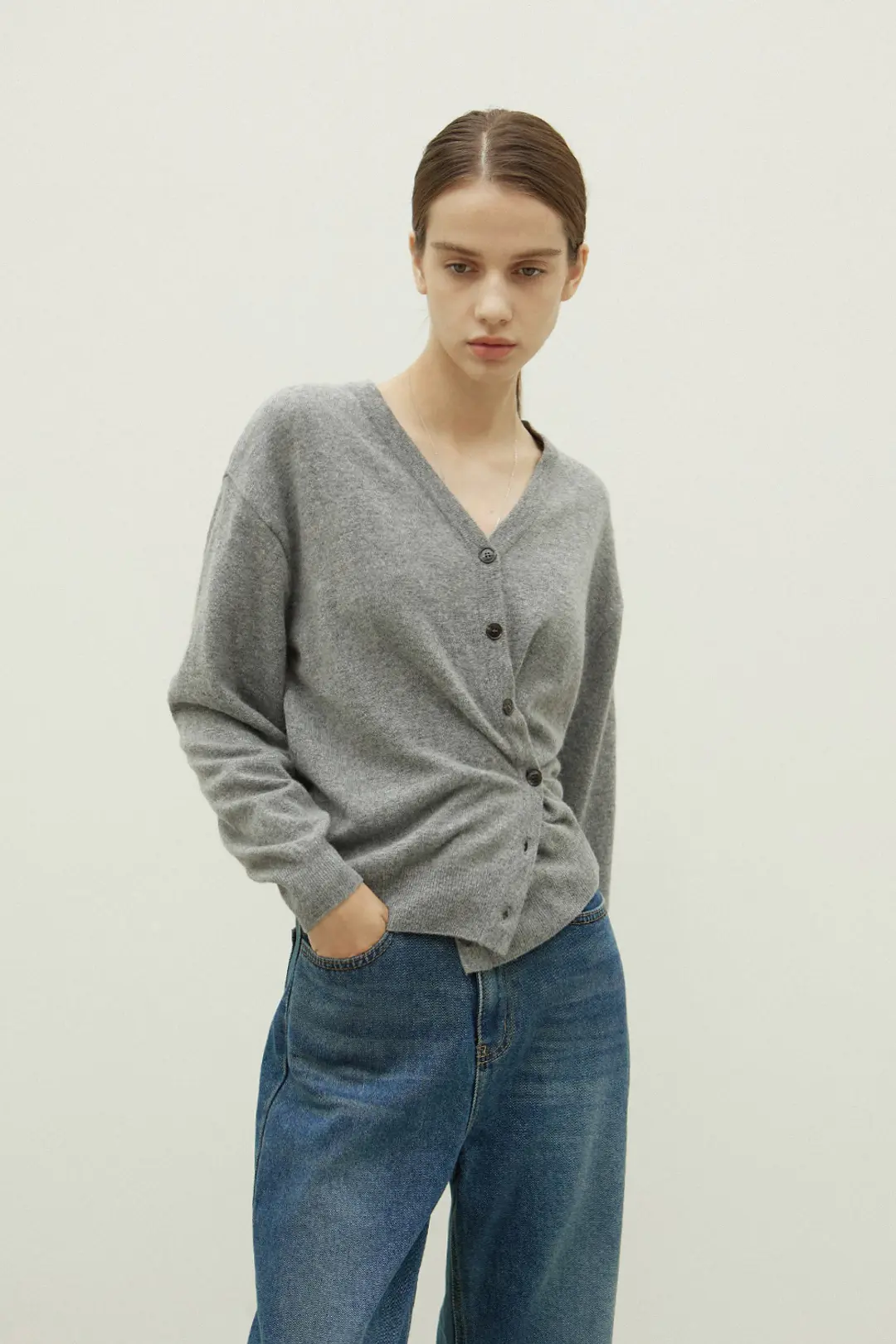 오브오브 Daily 2ways button cardigan_gray 상품 이미지 2