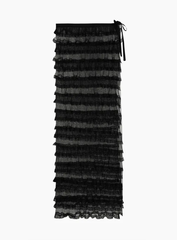 RUFFLE WRAP SKIRT (BLACK)
