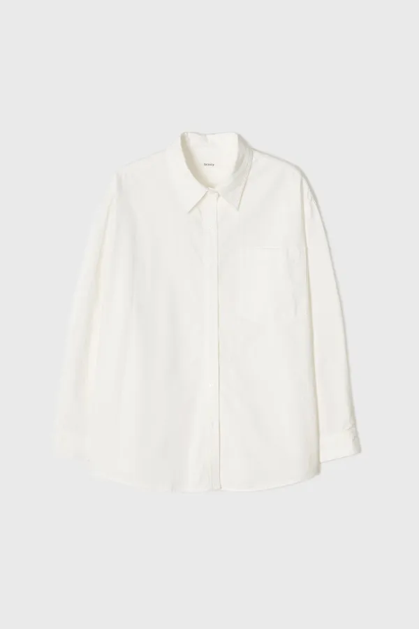 Washed Cotton Oversized Shirt (White)