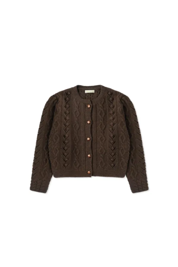 Grandma pom cardigan_brown