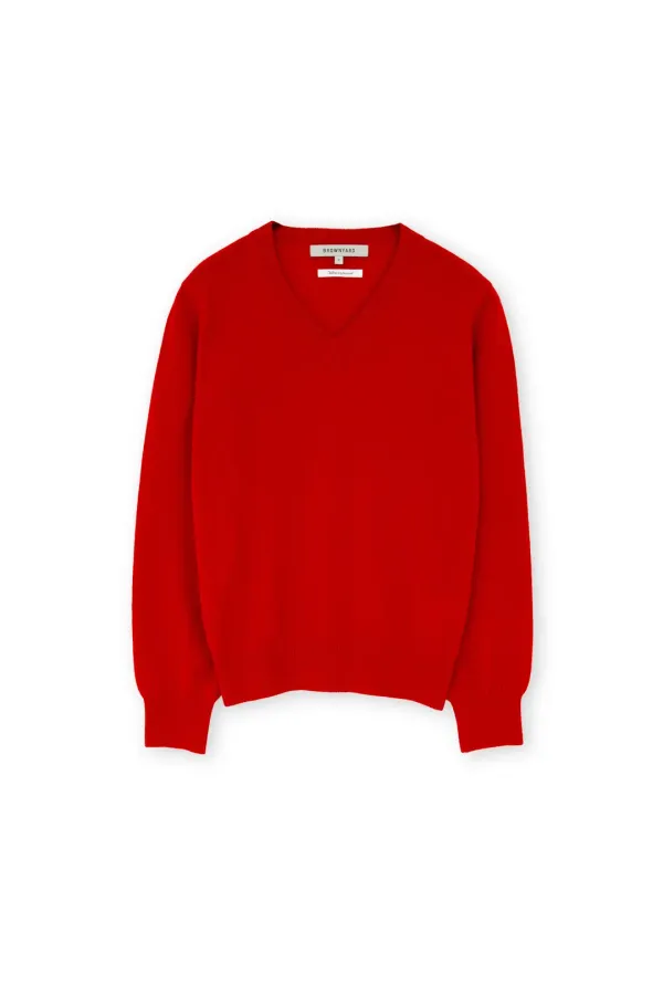 W Extra Super Fine V Neck Knit, Red
