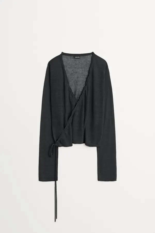 Capri Linen Wrap Cardigan charcoal