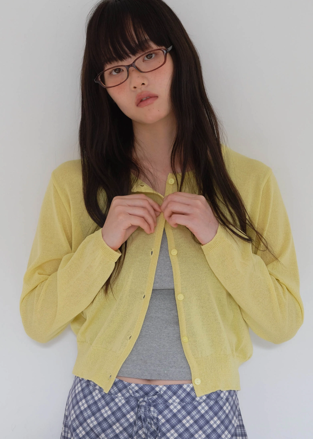 온무드 [2ND] SUMMER ORGANZA LABEL CARDIGAN - LEMON 상품 이미지 1