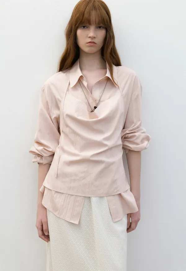 (Z-BL-4404)N HALTER SLEEVELESS LAYERED BLOUSE