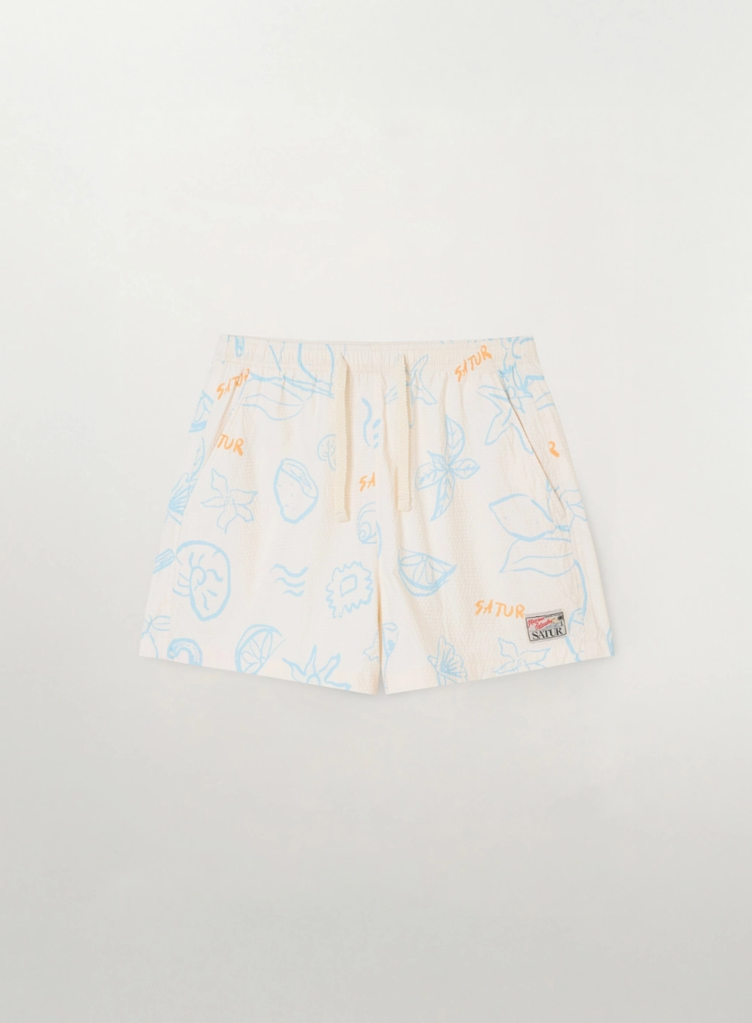 세터 (W) Hand Drawing Graphic Swim Shorts - Cream 상품 이미지 1