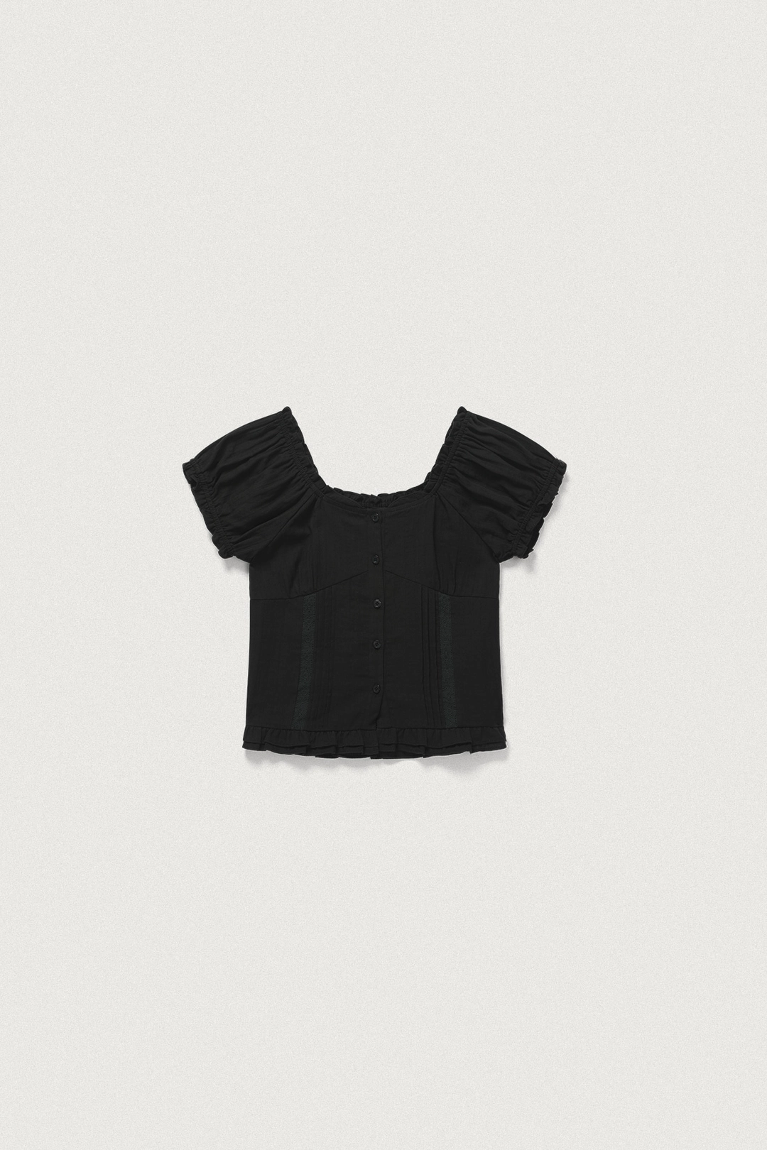 샤드라마 LACE TRIMMED BLOUSE [BLACK] 상품 이미지 1