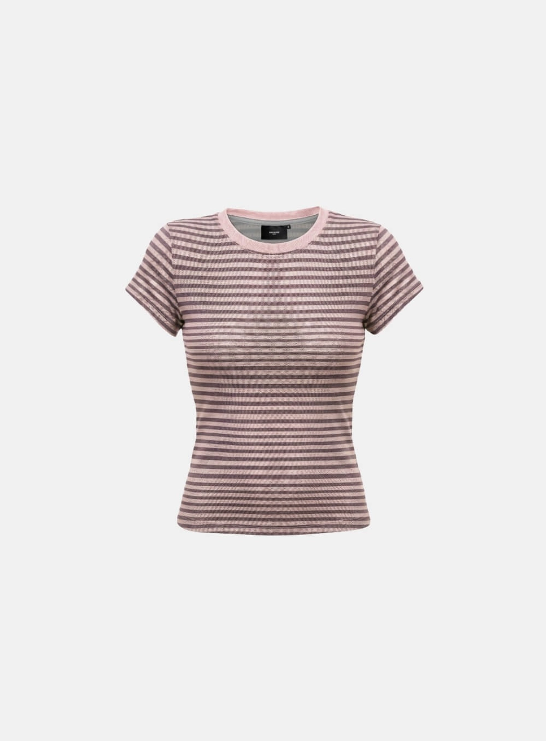 배드블러드 [6/23 발송] [AQUA] [w-tee26-184] 다크 클래식2 크루넥 1/2 티셔츠 - 핑크 스트라이프 상품 이미지 1