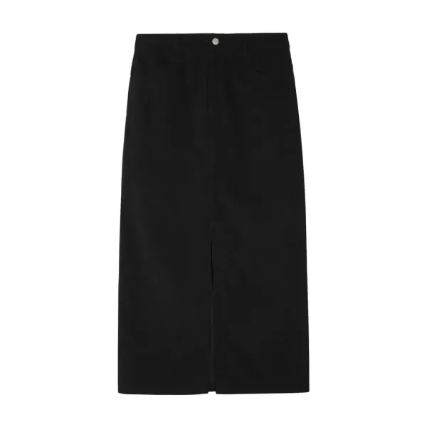 CORDUROY MAXI SKIRT - BLACK