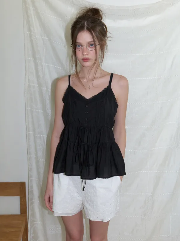 [SET] Soop layered sleeveless blouse (black)+Rosa lace sleeveless (black)