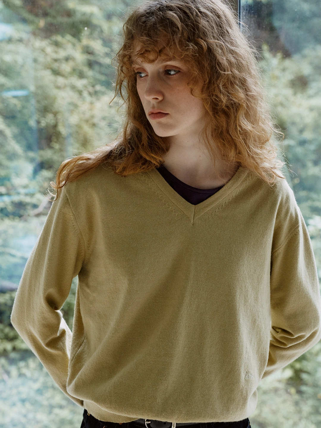 노운베러 Easy-care V-neck knit [KNFW07KN14]_Green 상품 이미지 1
