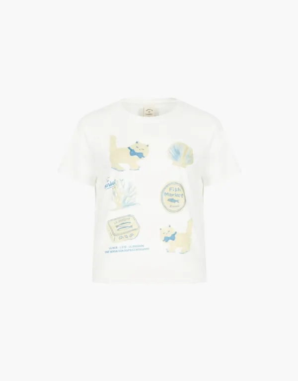 kitten fish market slim t-shirt - ivory