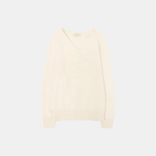 SIKN2156 울 블렌드 루즈 브이넥 니트_Cream