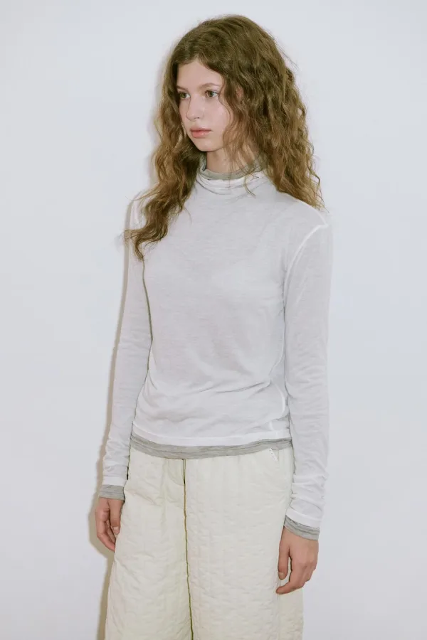 Sheer Turtleneck T-Shirt (Ivory)