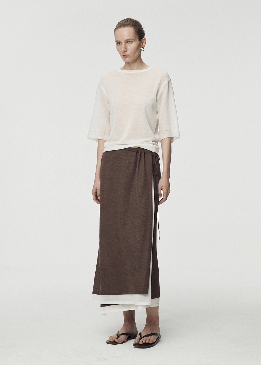 우마뭉 Fine Cotton Layered Wrap Skirt_Walnut 상품 이미지 2