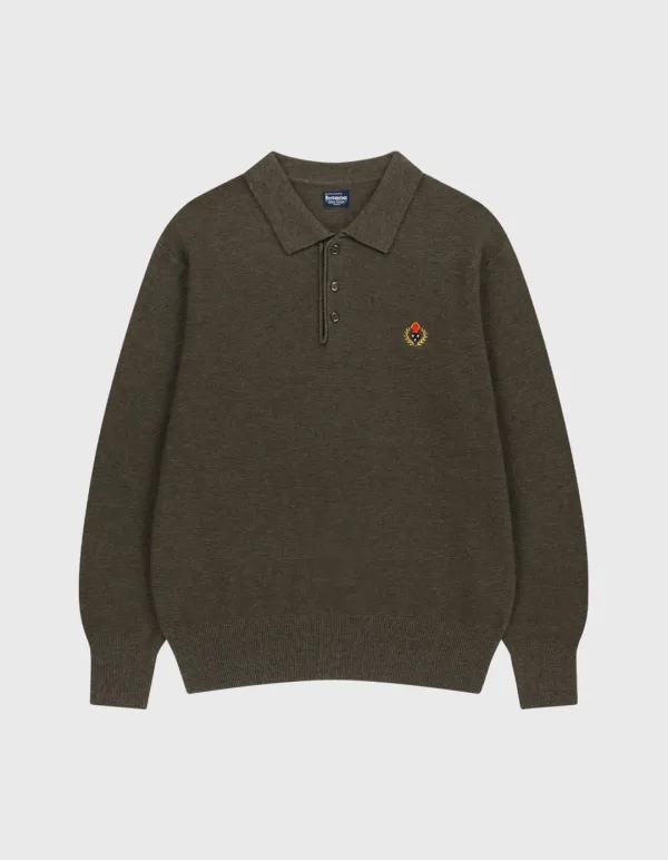 CREST WOOL POLO SHIRT / L.Khaki