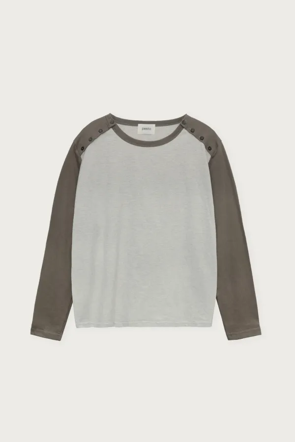 BUTTON RAGLAN T-SHIRT SAND