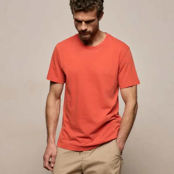 Short Sleeve Crew Neck - Blood Orange Pigment