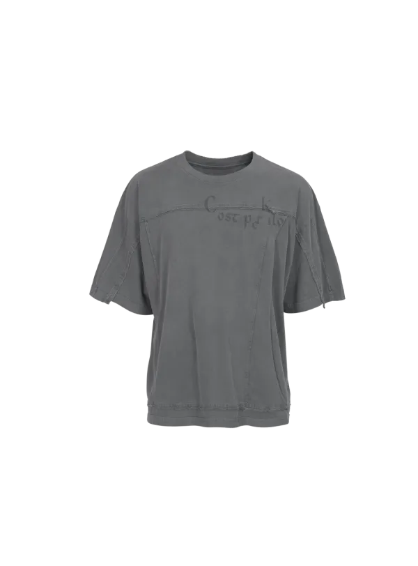ASYMMETRY CUT S/S T-SHIRT GREY