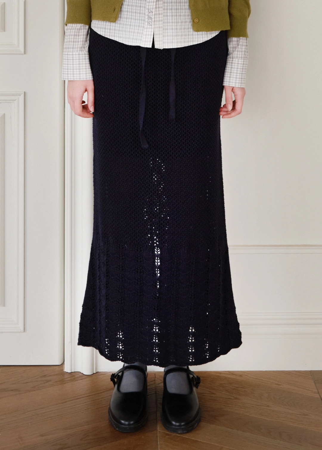 온무드 LIS KNIT LONG SKIRT - NAVY 상품 이미지 2