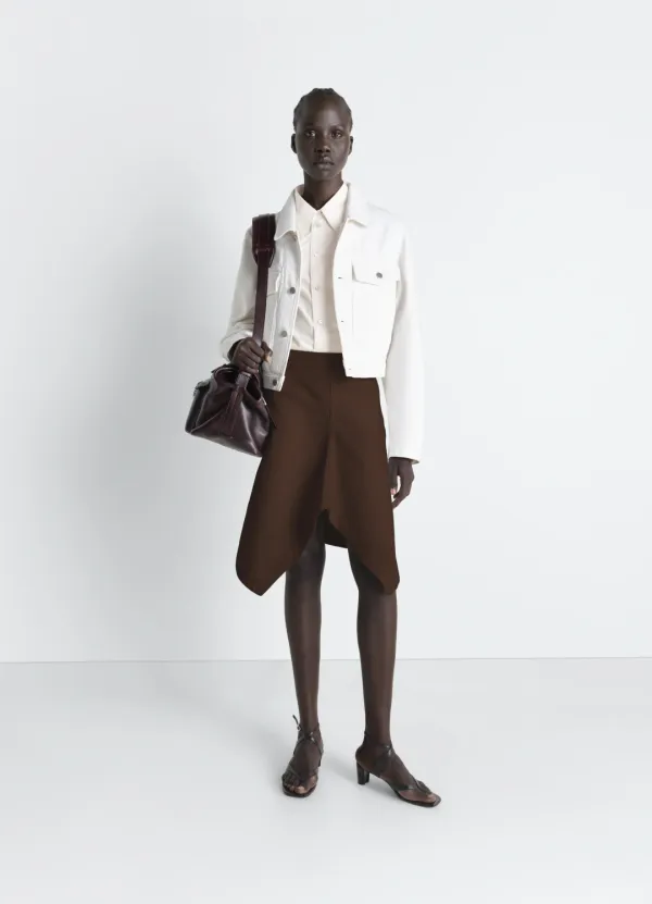 ASYMMETRIC SKIRT IN DYED BROKEN TWILL